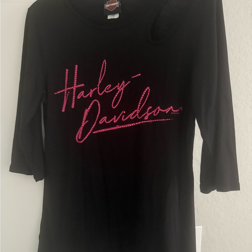 Harley-Davidson Women's Black Top with Pink Logo